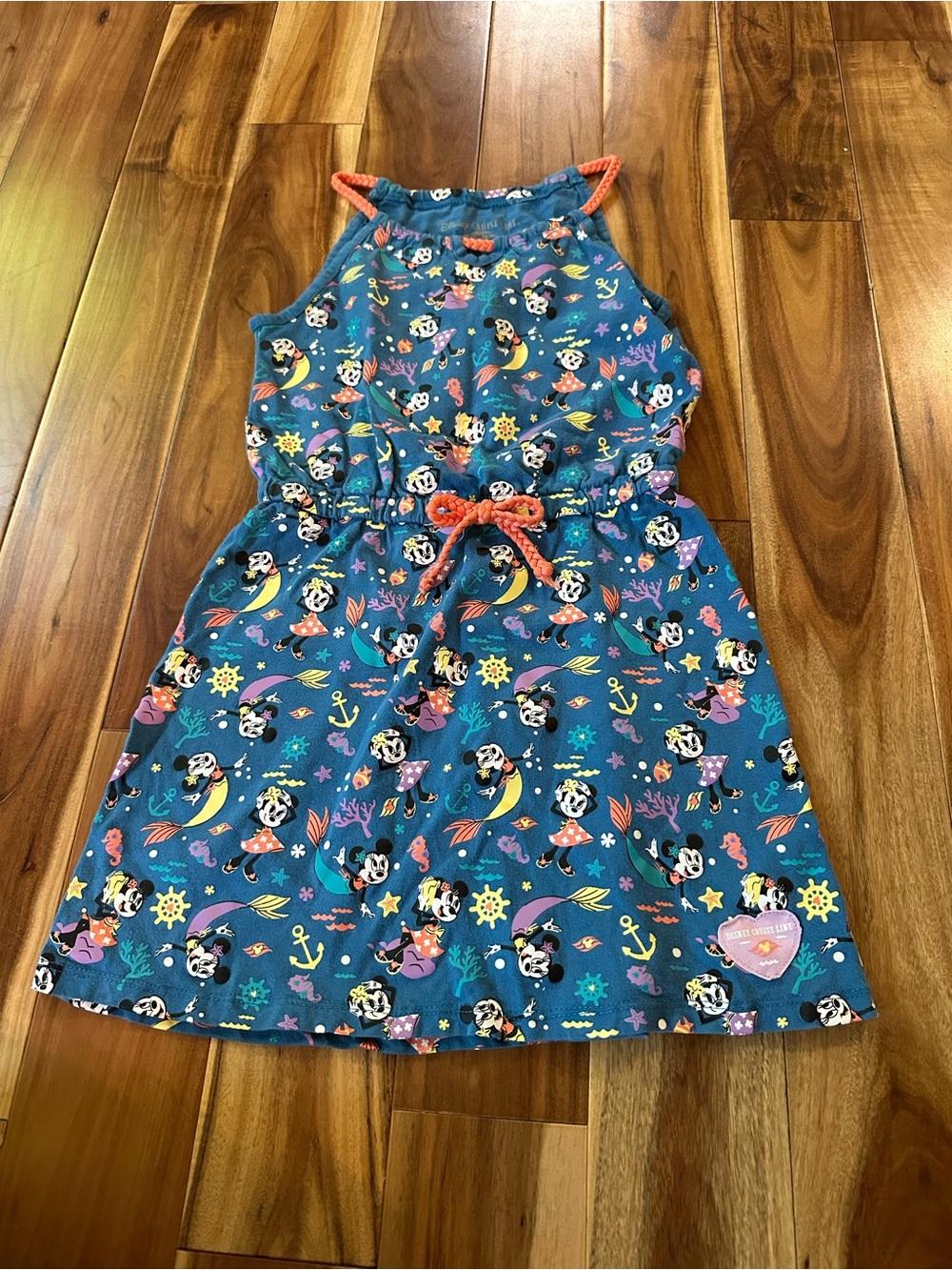 Disney Cruise Line Minnie Mouse Mermaid Halter Dress Youth Small GUC